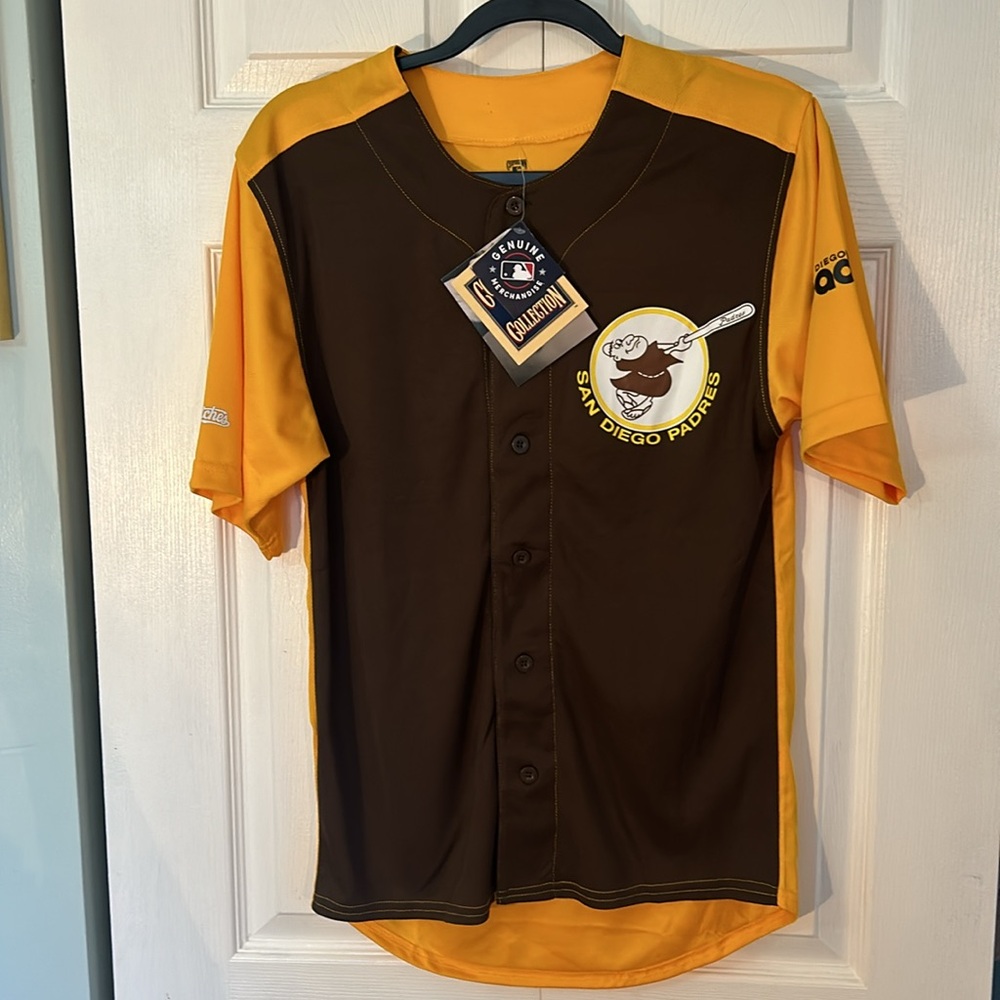 Stitches Baseball Jersey Small San Diego Padres MLB Cooperstown Collection NWT